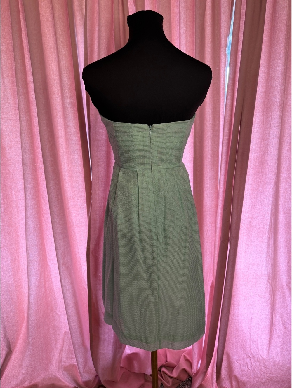 J.Crew Strapless Light Green Silk Cotton Dress Size 2 - Picture 3 of 5